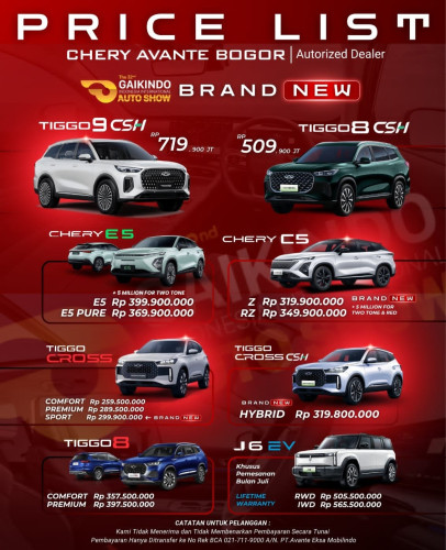 Pricelist Harga Chery gambir 2025